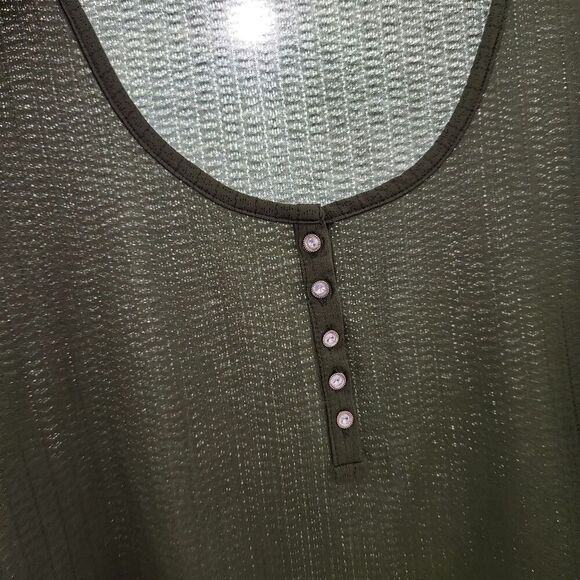 Jessica Simpson Longsleeve Top Size 3X Green Sheer Ringtone Buttons.  New - Picture 8 of 12